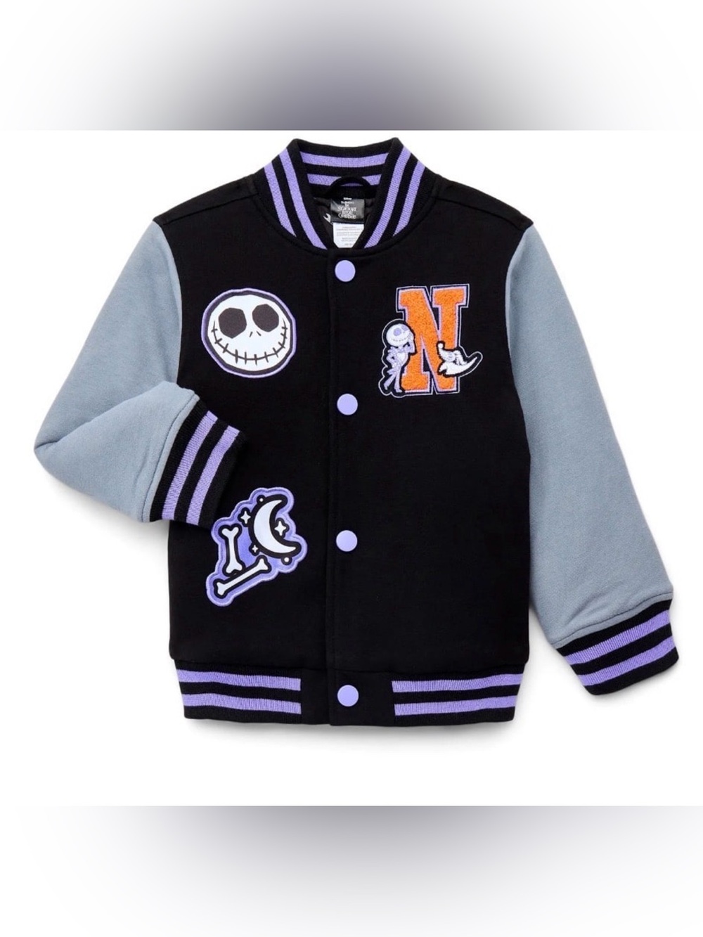 Disney Tim Burton The Nightmare Before Christmas Toddler Girl Varsity Jacket NWT